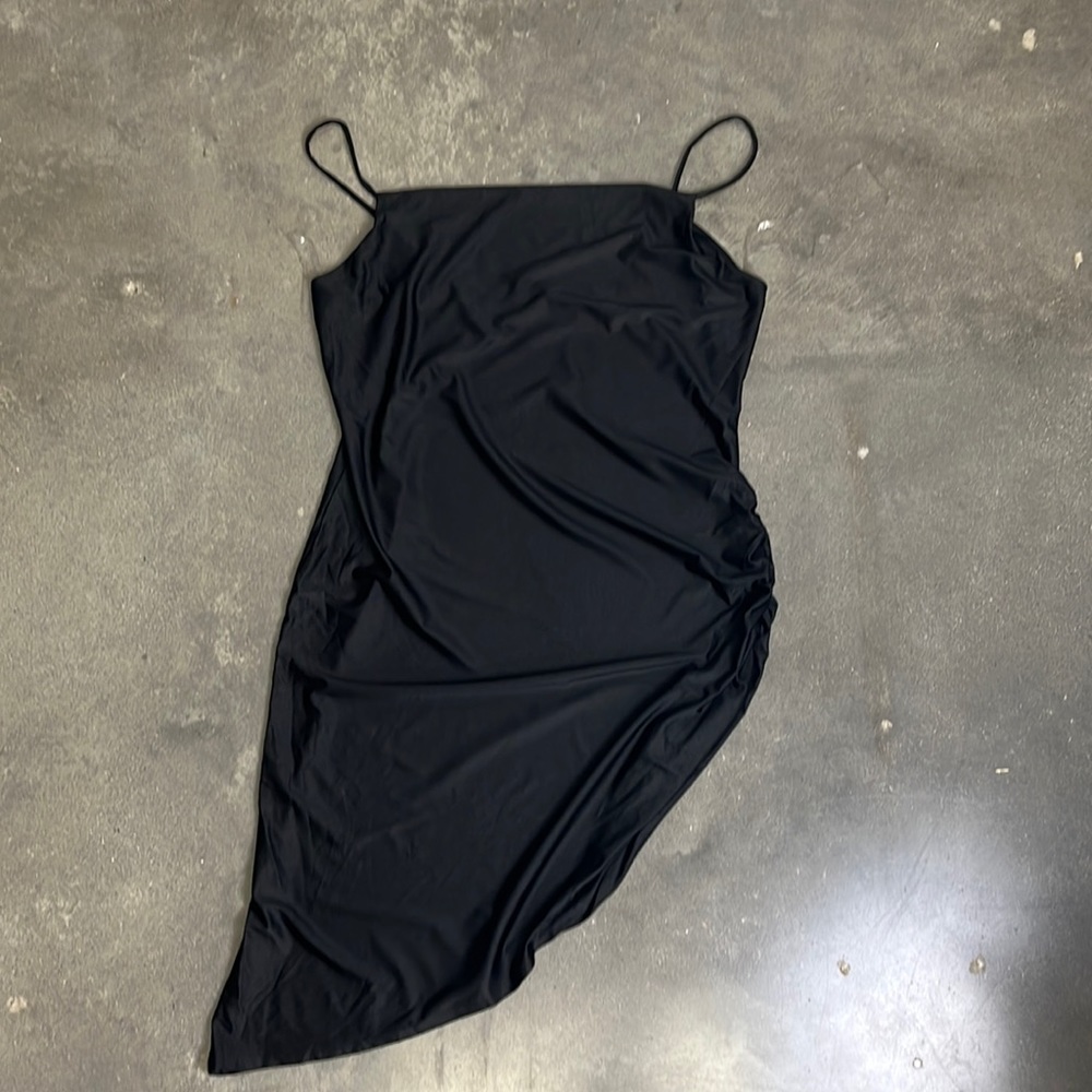 Black asymmetrical plus size dress